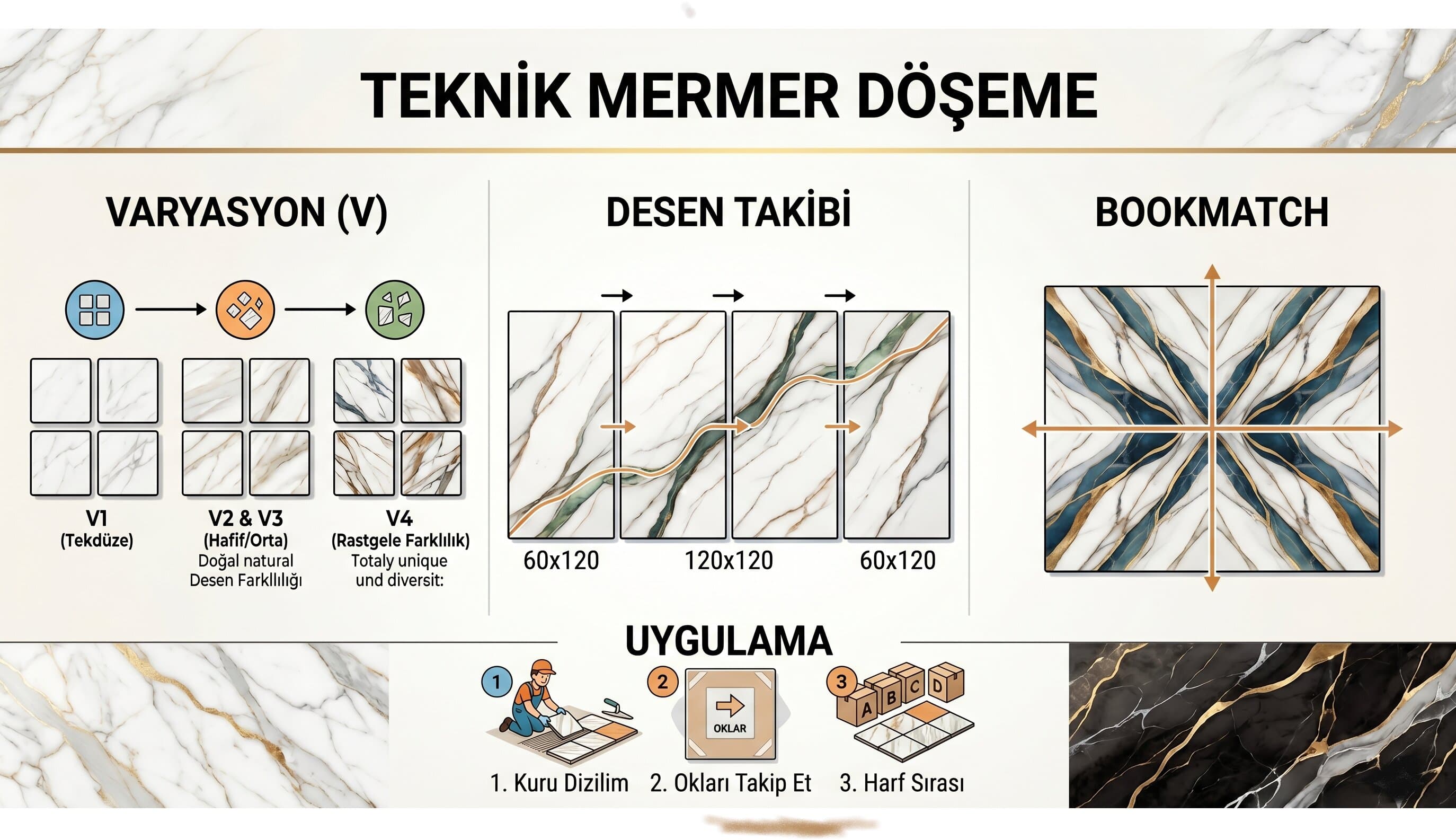 Kusursuz Estetik: Mermer Görünümlü Seramiklerde "Bookmatch" ve Desen Takibi Nedir?