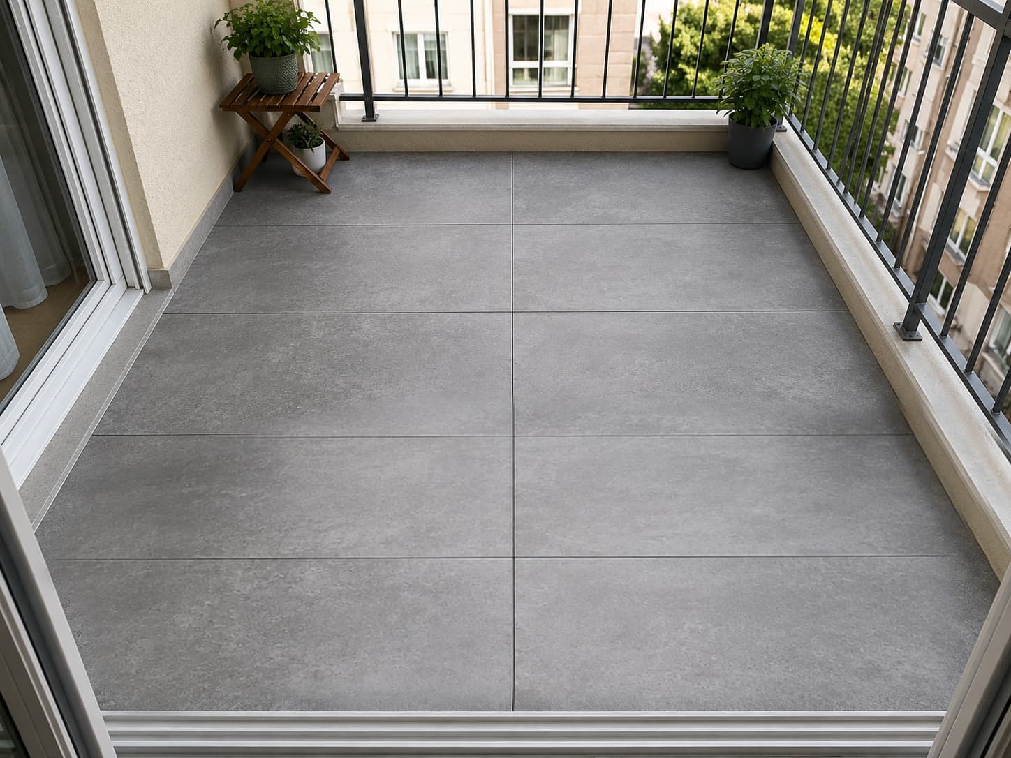 VISTA FUME 60x120 beton görünüm granit — NG Kütahya (dış mekanda döşeli görünüm) | Öksüz Seramik Hatay