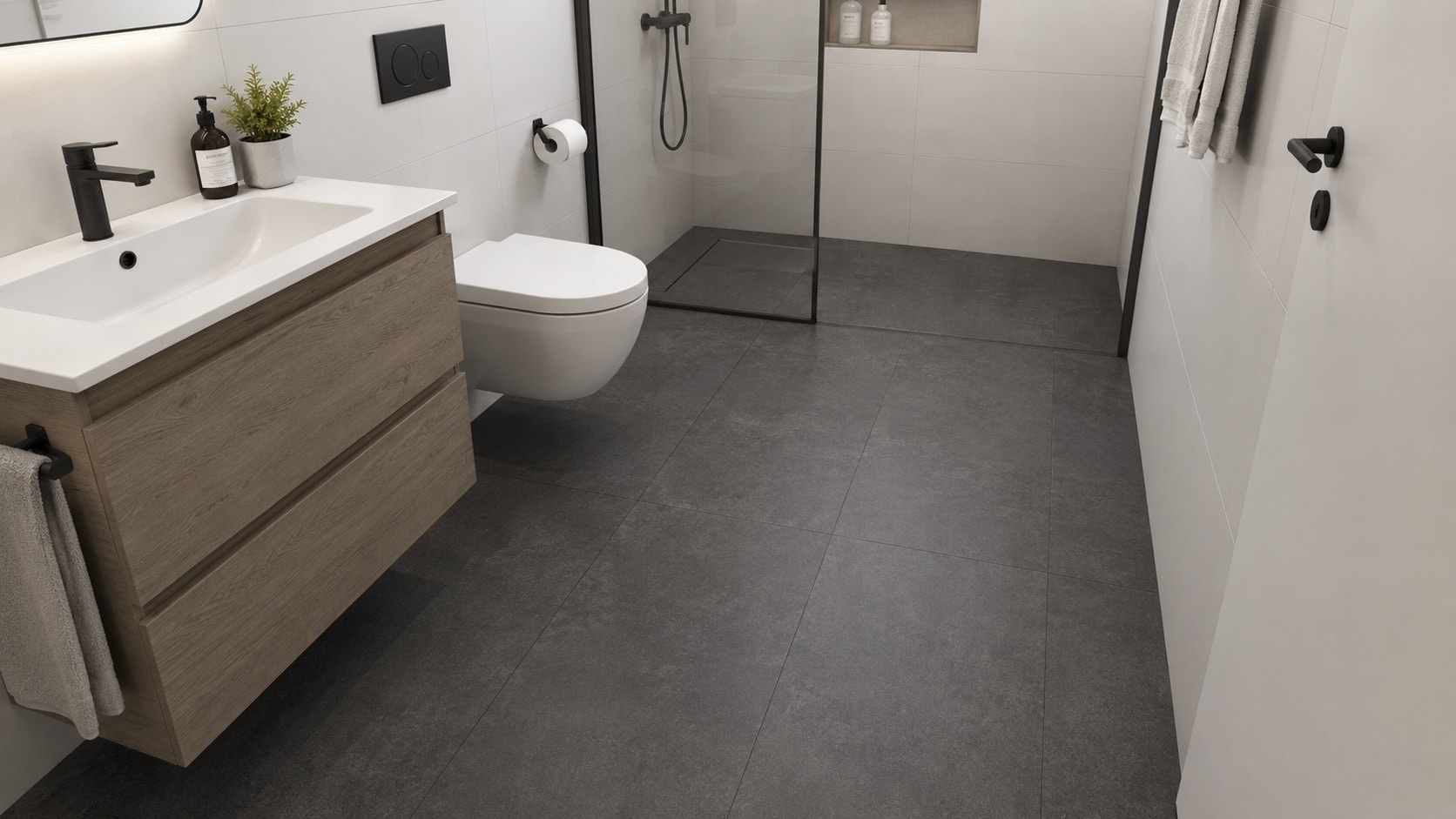 VISTA ANTRASİT 60x120 mat granit — NG Kütahya (zeminde döşeli görünüm) | Öksüz Seramik Hatay