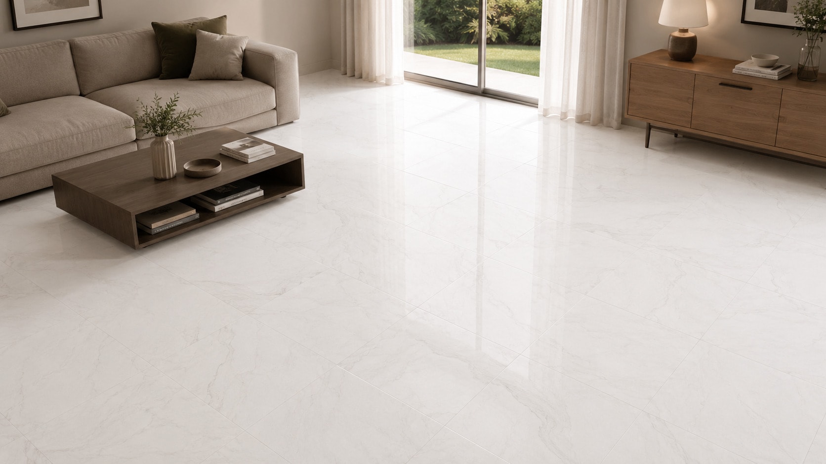 SALTA LIGHT 60x60 parlak porselen — Graniser (zeminde döşeli görünüm) | Öksüz Seramik Hatay
