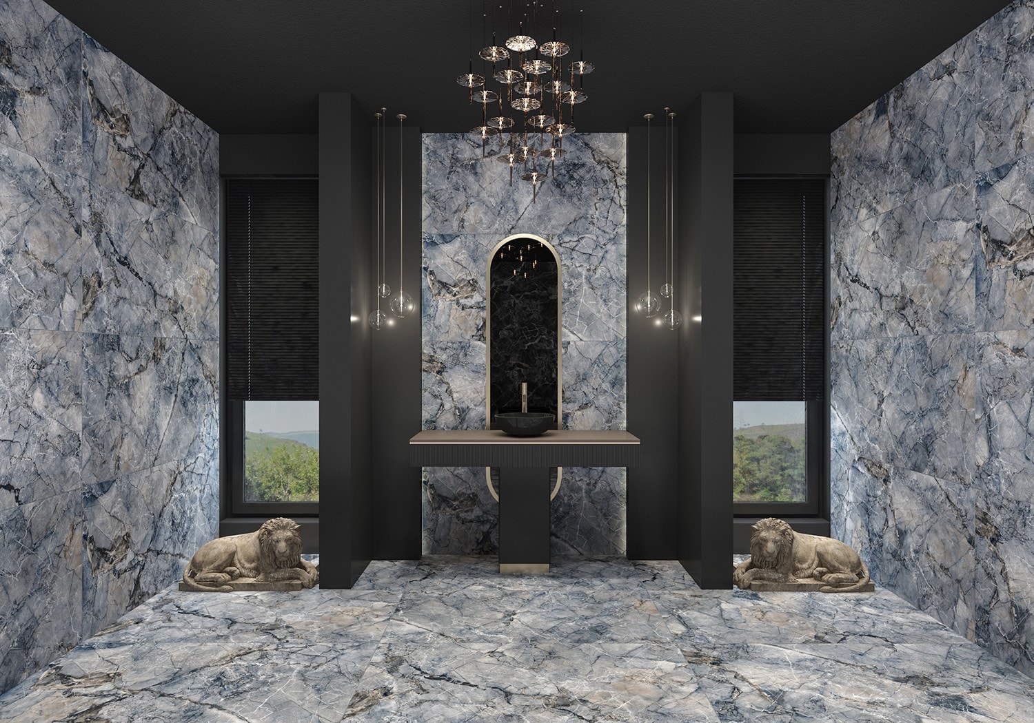 ELEGANT ANTRASİT 60x120 mermer görünüm granit — Anka (duvarda döşeli görünüm) | Öksüz Seramik Hatay